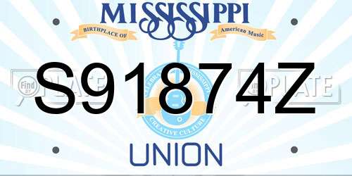 S91874Z Mississippi License Plate