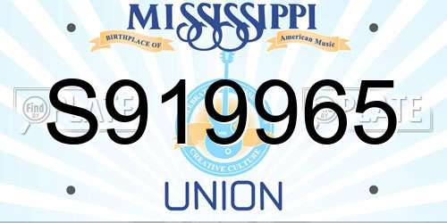 S919965 Mississippi License Plate