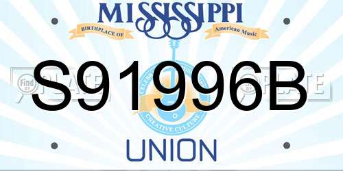 S91996B Mississippi License Plate