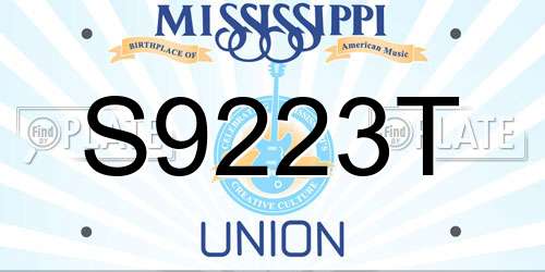 S9223T Mississippi License Plate