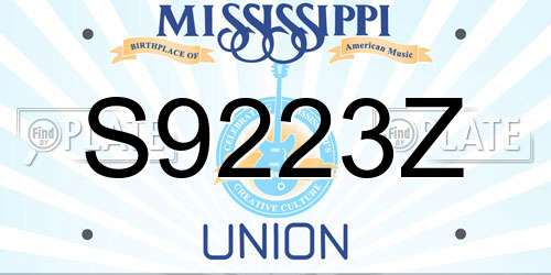 S9223Z Mississippi License Plate