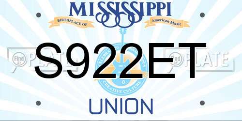 S922ET Mississippi License Plate