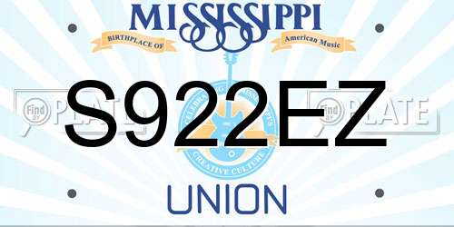 S922EZ Mississippi License Plate