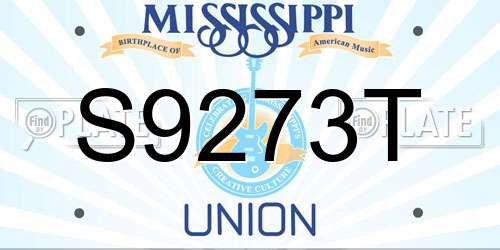 S9273T Mississippi License Plate