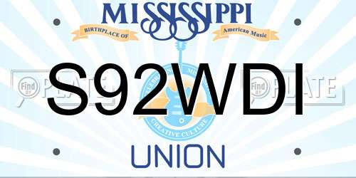 S92WDI Mississippi License Plate