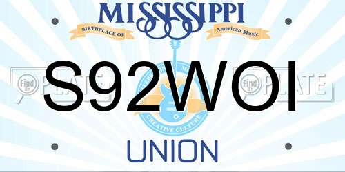 S92WOI Mississippi License Plate