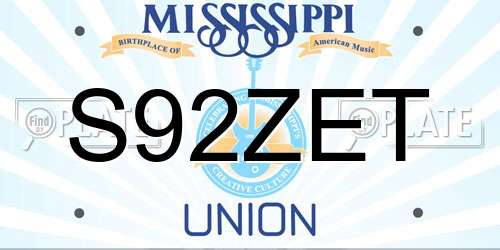 S92ZET Mississippi License Plate