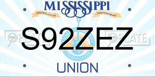 S92ZEZ Mississippi License Plate