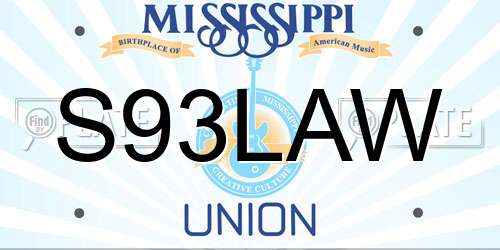 S93LAW Mississippi License Plate