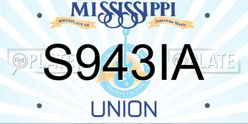 S943IA Mississippi License Plate