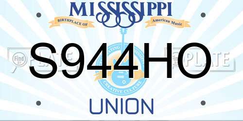 S944HO Mississippi License Plate