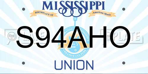 S94AHO Mississippi License Plate
