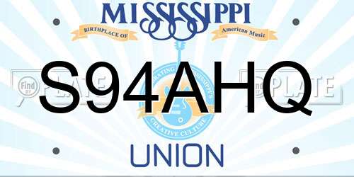 S94AHQ Mississippi License Plate
