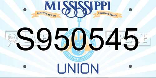 S950545 Mississippi License Plate