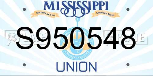 S950548 Mississippi License Plate