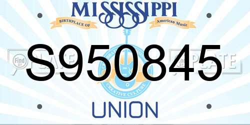 S950845 Mississippi License Plate
