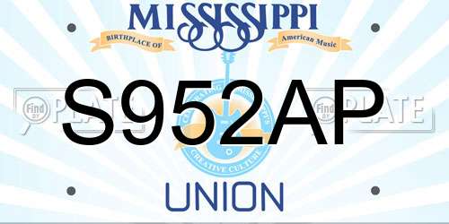 S952AP Mississippi License Plate