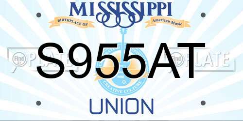 S955AT Mississippi License Plate