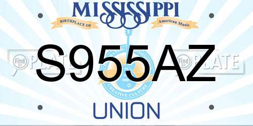 S955AZ Mississippi License Plate