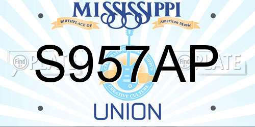 S957AP Mississippi License Plate