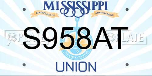 S958AT Mississippi License Plate