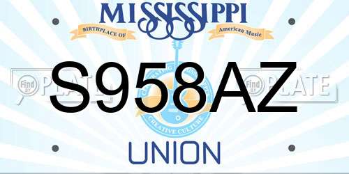 S958AZ Mississippi License Plate