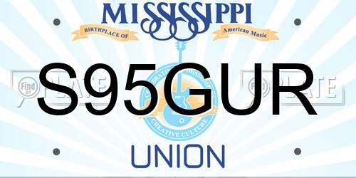 S95GUR Mississippi License Plate