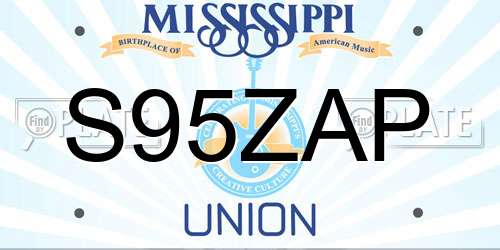 S95ZAP Mississippi License Plate