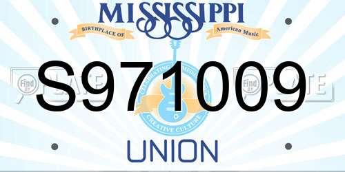 S971009 Mississippi License Plate