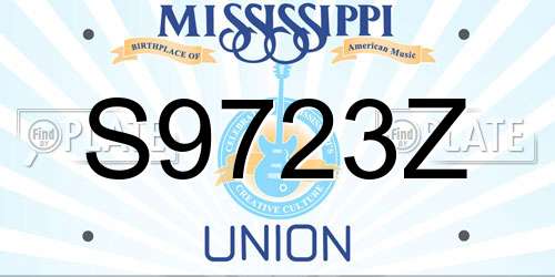 S9723Z Mississippi License Plate