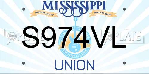 S974VL Mississippi License Plate