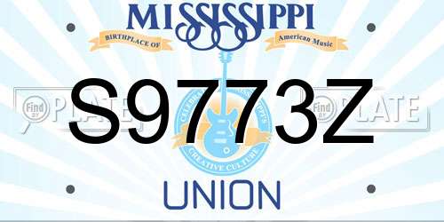 S9773Z Mississippi License Plate