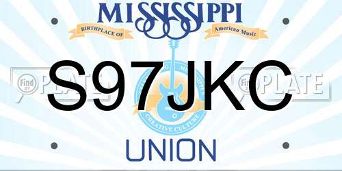 S97JKC Mississippi License Plate