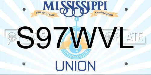 S97WVL Mississippi License Plate