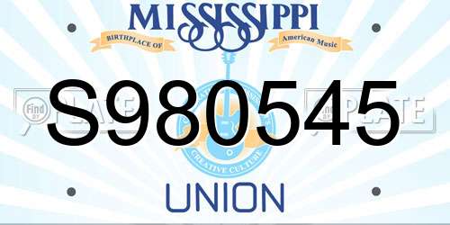S980545 Mississippi License Plate
