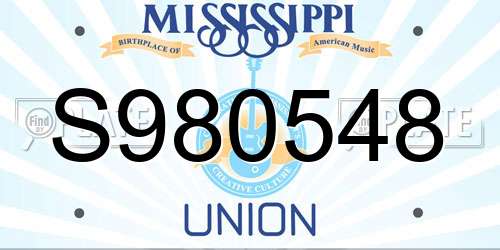 S980548 Mississippi License Plate
