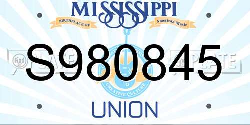 S980845 Mississippi License Plate