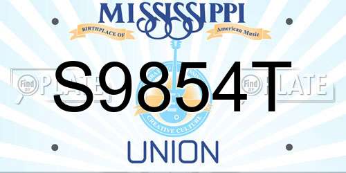 S9854T Mississippi License Plate