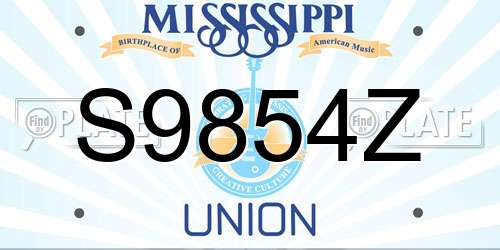 S9854Z Mississippi License Plate