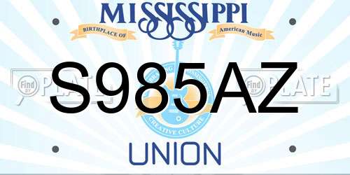 S985AZ Mississippi License Plate