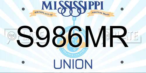 S986MR Mississippi License Plate
