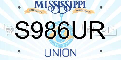 S986UR Mississippi License Plate