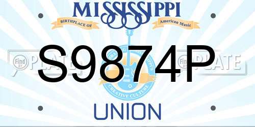 S9874P Mississippi License Plate