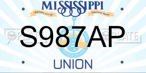 S987AP Mississippi License Plate