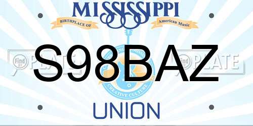 S98BAZ Mississippi License Plate