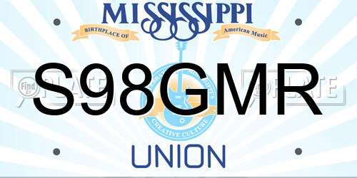 S98GMR Mississippi License Plate