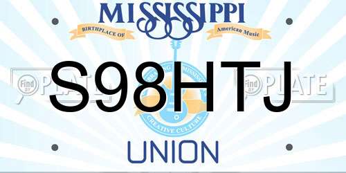 S98HTJ Mississippi License Plate
