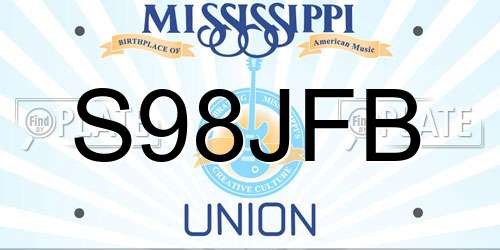 S98JFB Mississippi License Plate