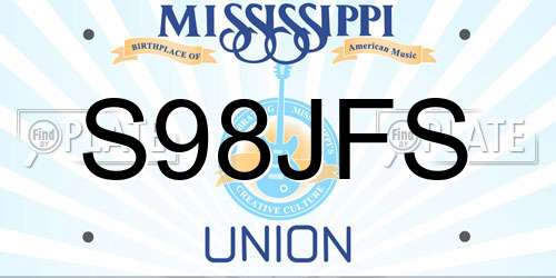 S98JFS Mississippi License Plate
