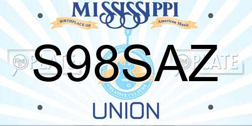 S98SAZ Mississippi License Plate